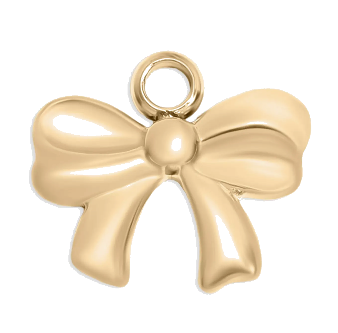 Gold Mini Bow charm on transparent background