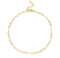 Gold Paperclip Anklet on white background