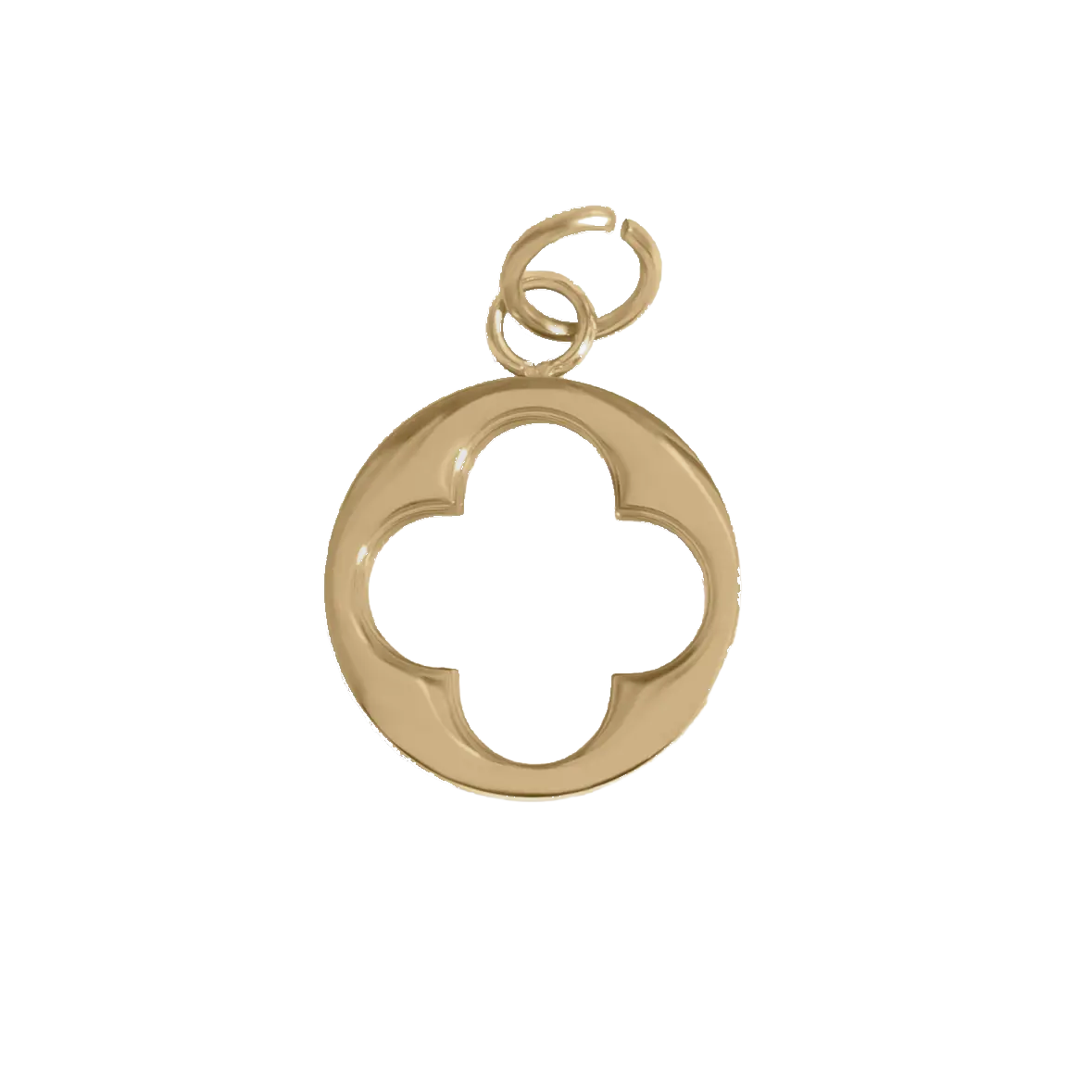Gold Pearl Clover charm on transparent background