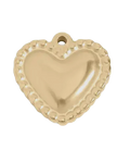 Gold puffy heart charm on transparent background