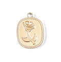 Gold Rectangle Rose charm on transparent background