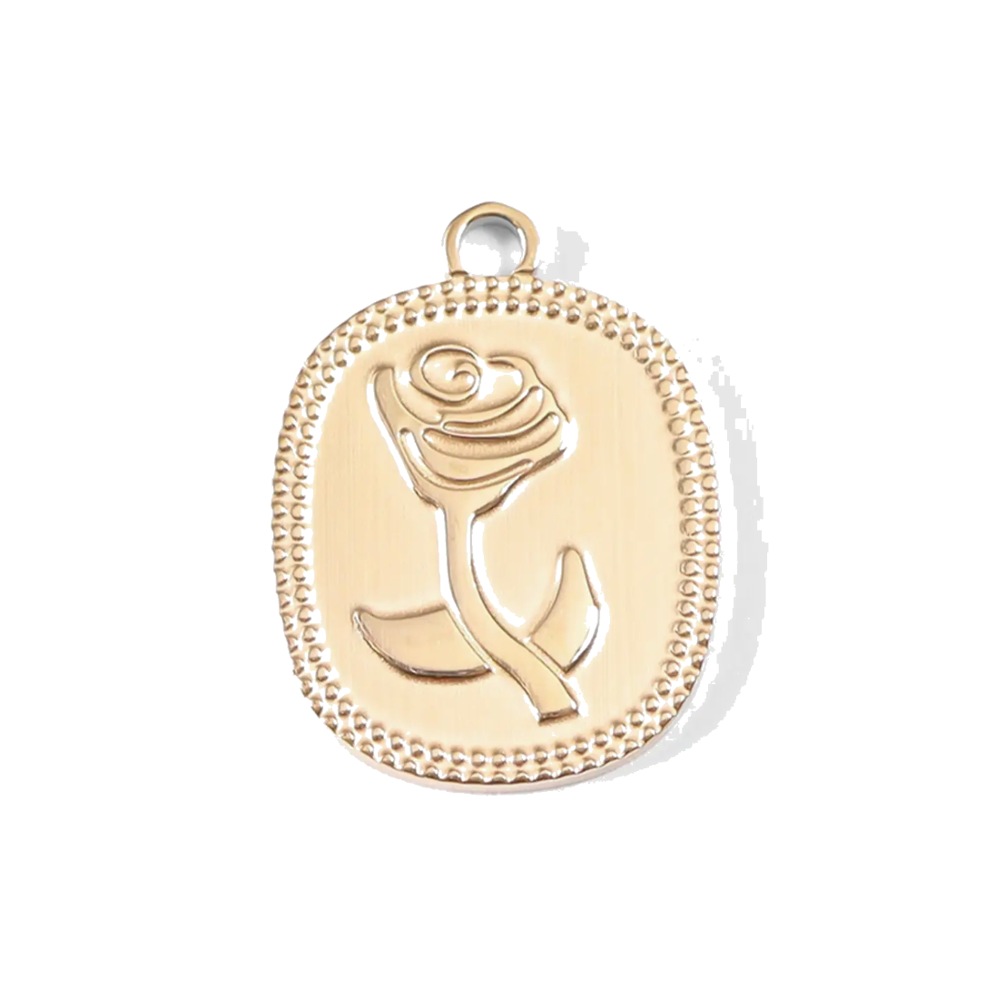 Gold Rectangle Rose charm on transparent background