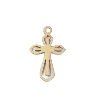 Gold small cross charm on transparent background