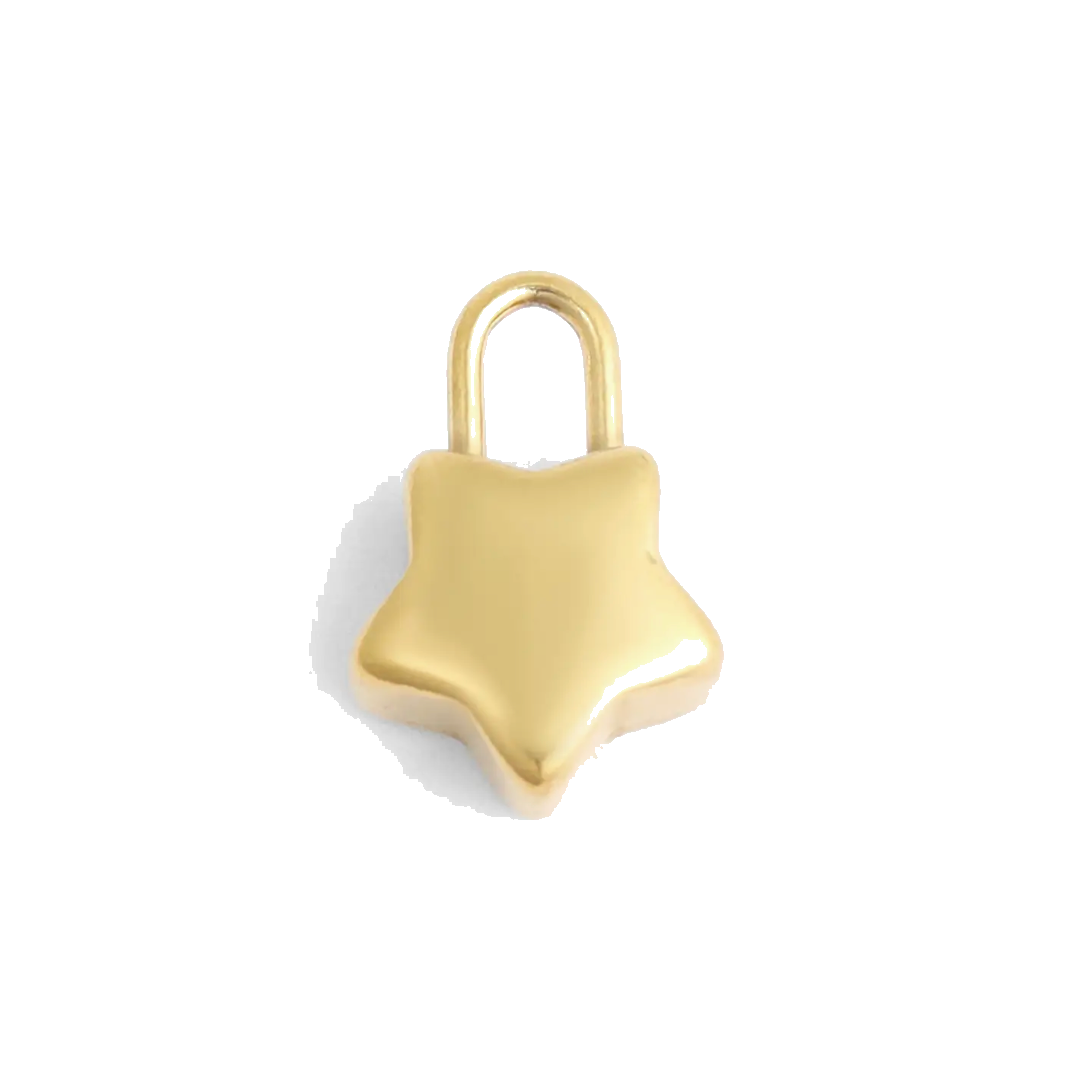 Gold Star Padlock charm on transparent background