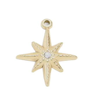 Gold starburst charm on transparent background