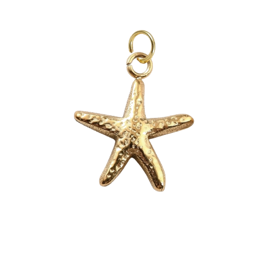 Gold Starfish charm on transparent background