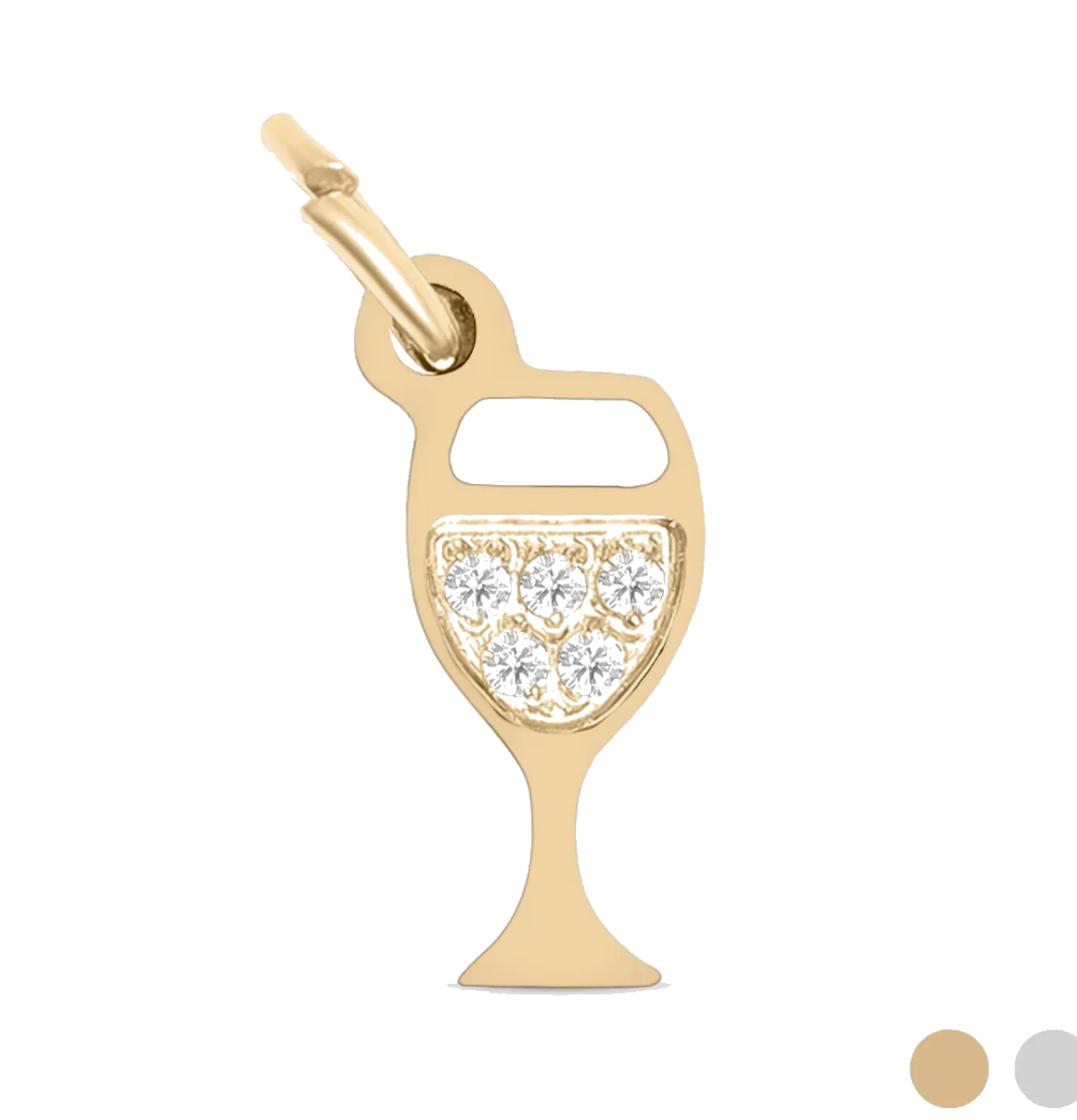 Gold Wine Glass charm on transparent background