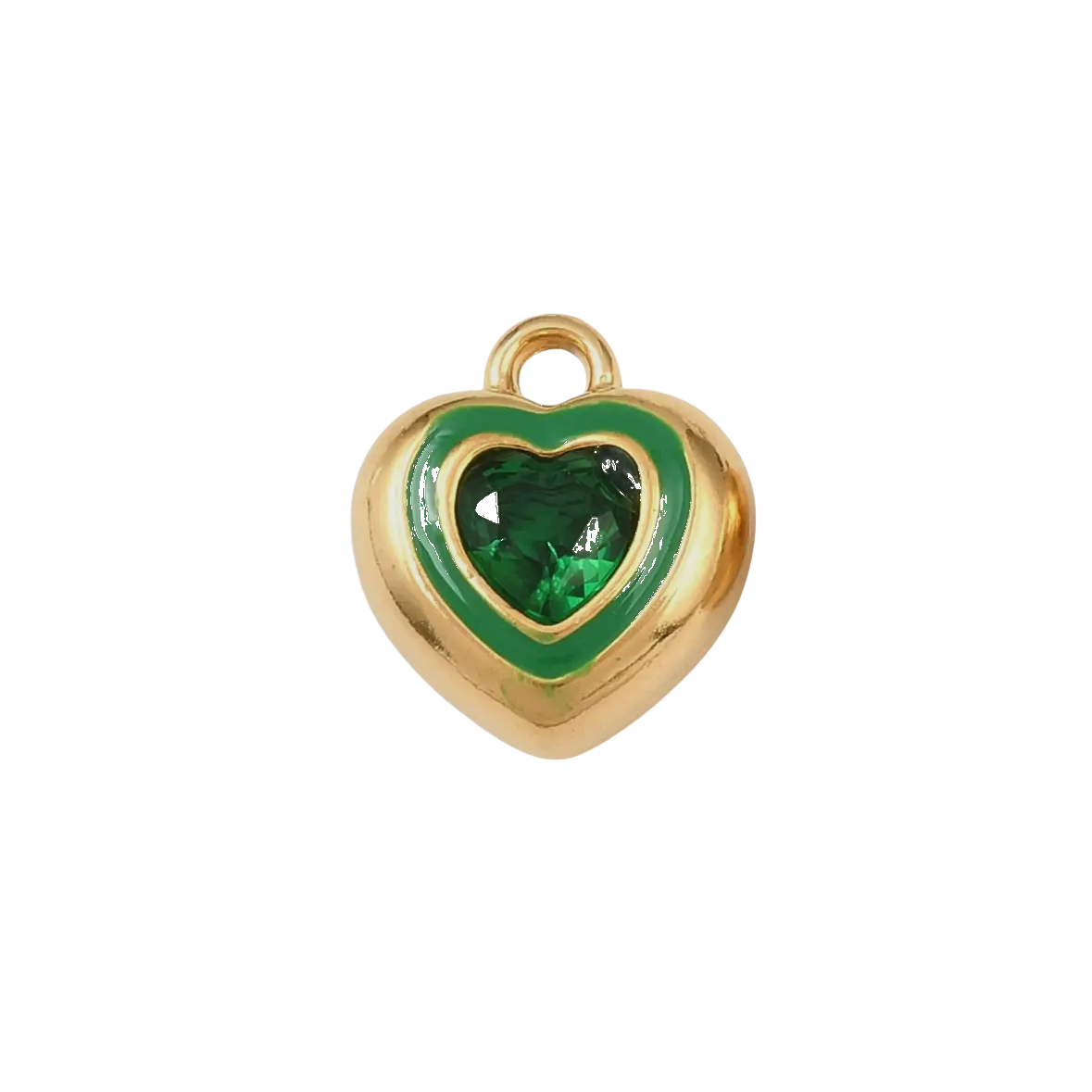 Green Heart charm on transparent background