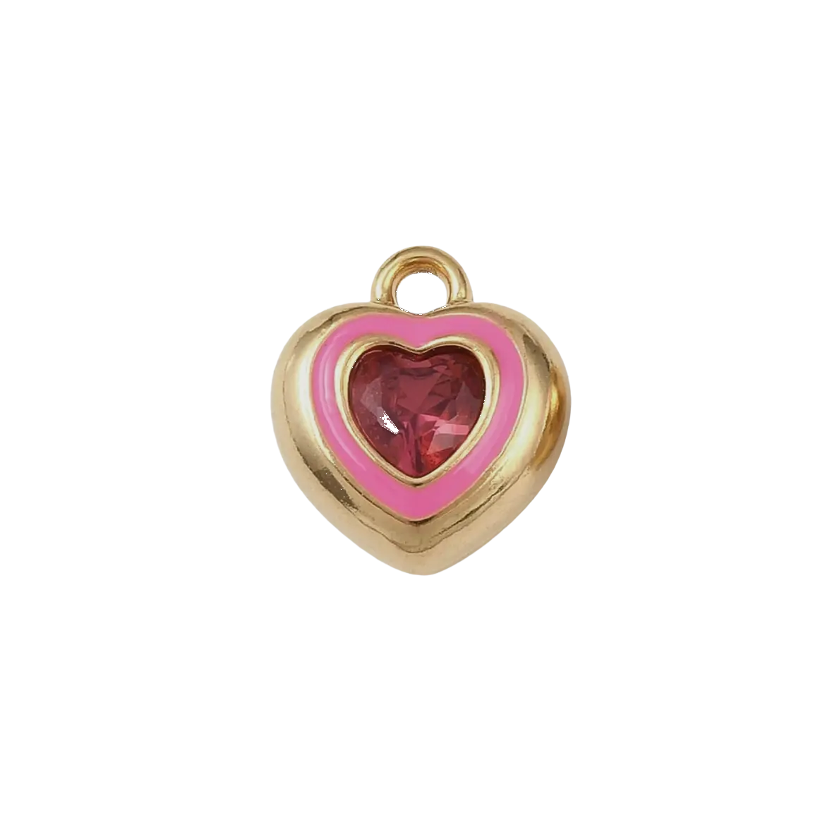 Pink Heart charm on transparent background