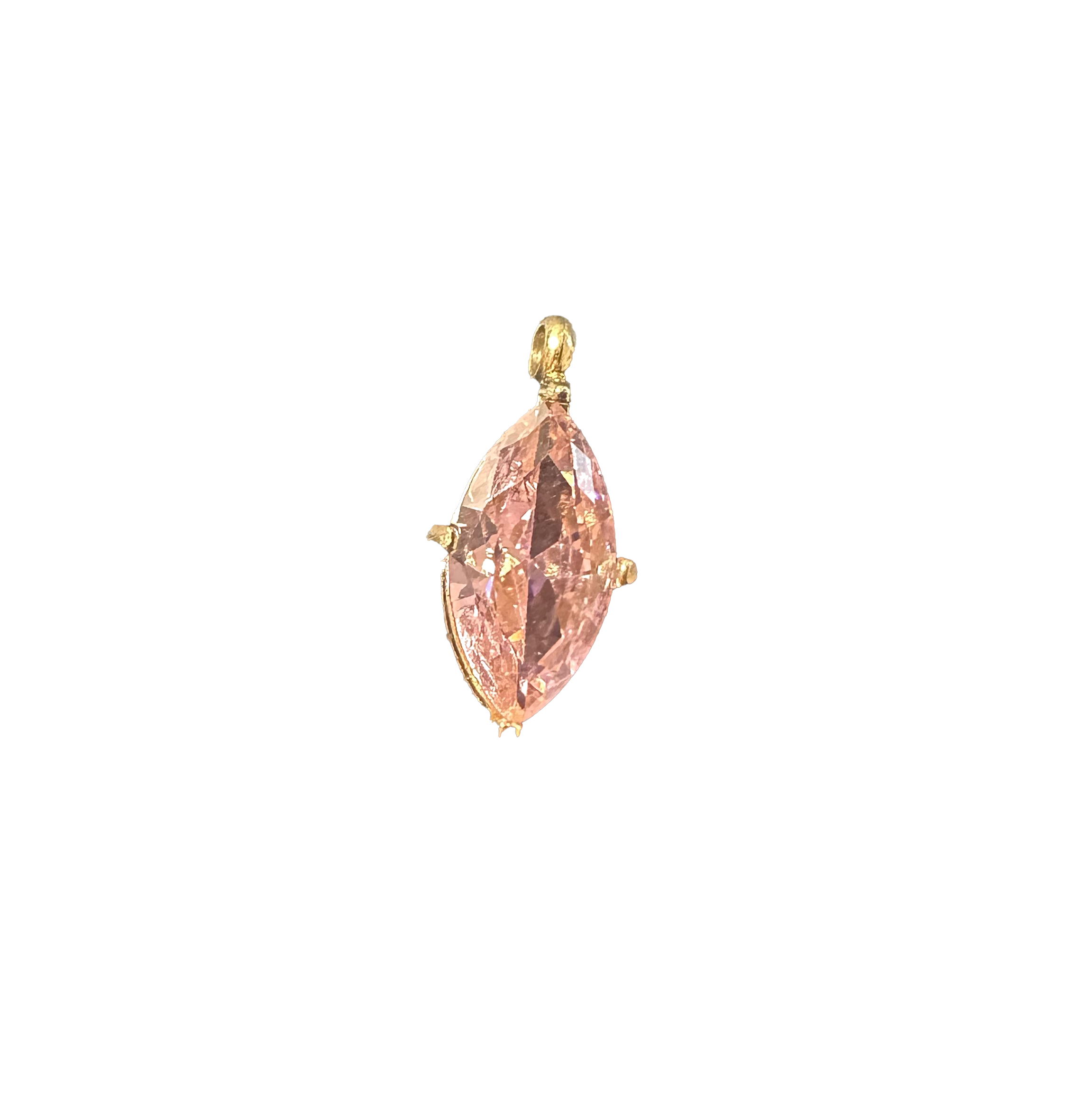 Pink Marquise CZ charm on transparent background