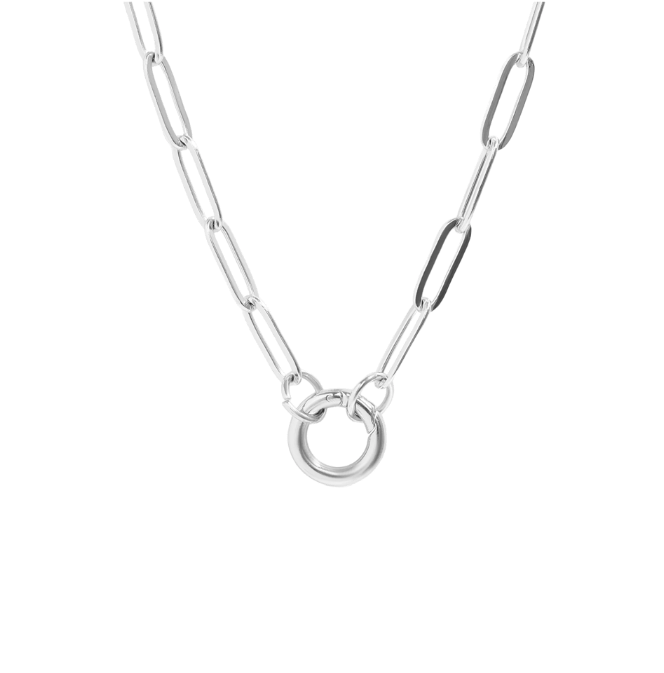 Silver Charm Holder Necklace on white background