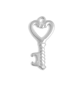 Silver Heart Key charm on transparent background