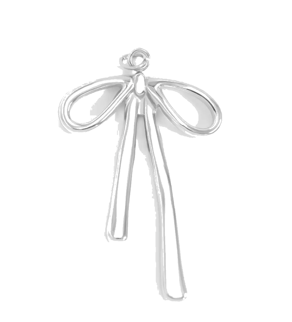 Silver Long Bow charm on transparent background