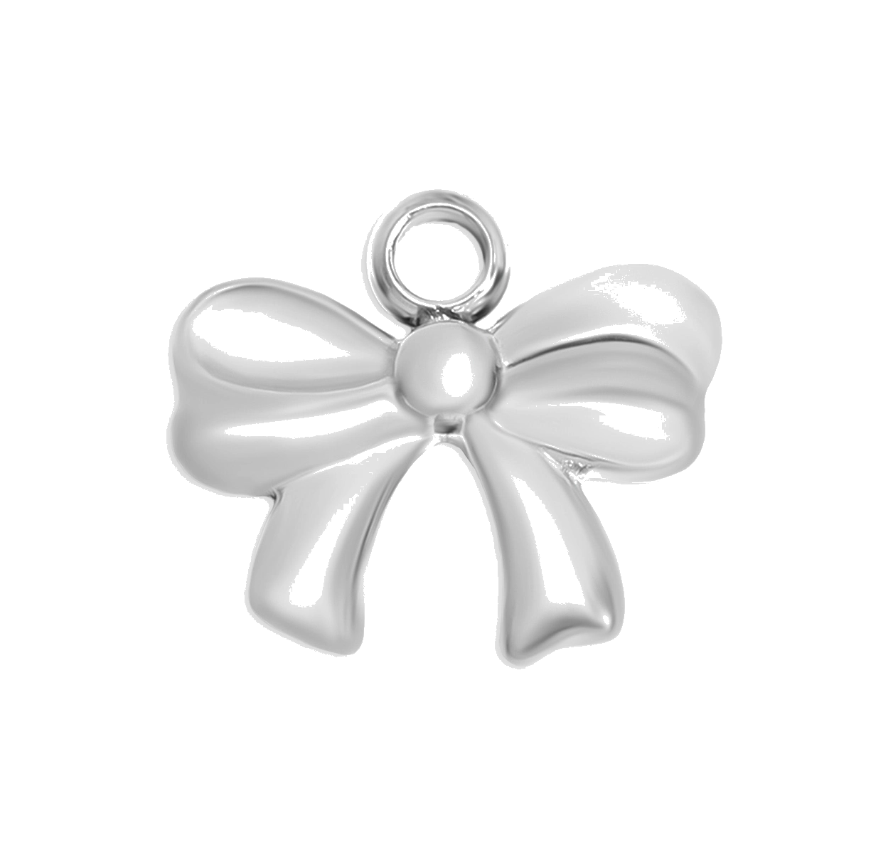 Silver Mini Bow charm on transparent background