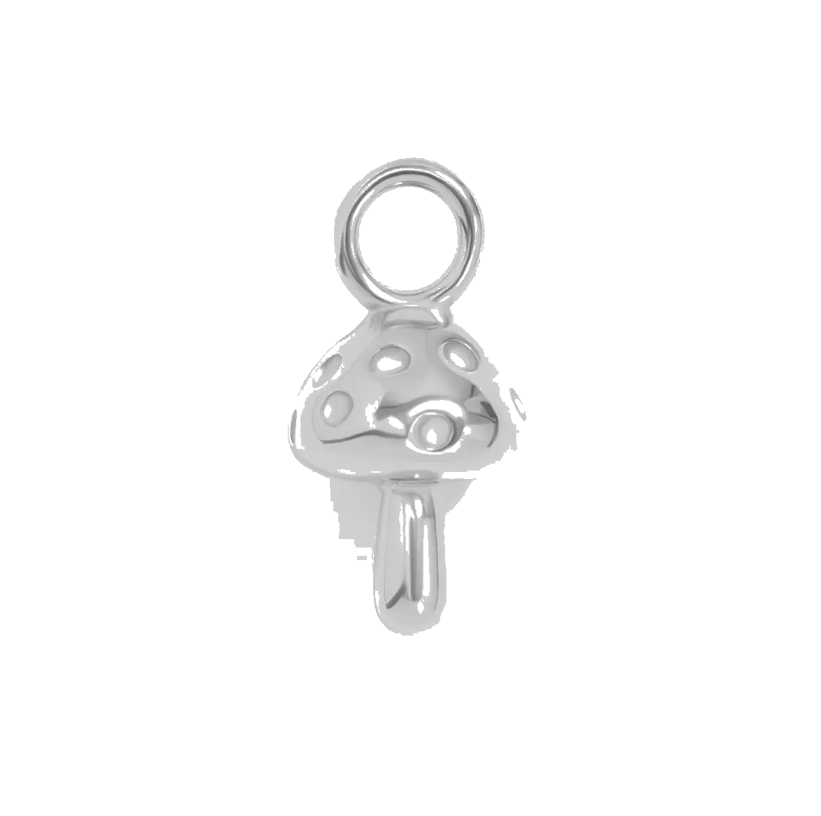 Silver Mushroom charm on transparent background