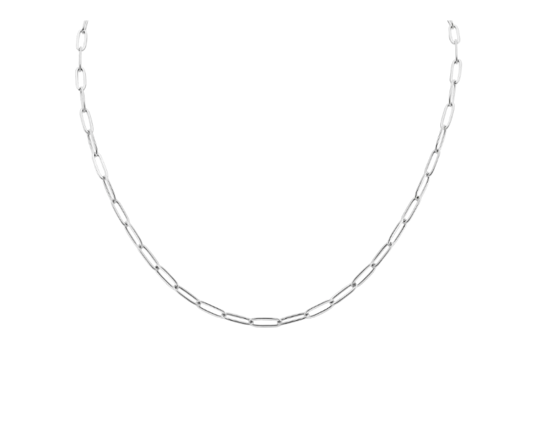 Silver Paperclip Necklace on white background