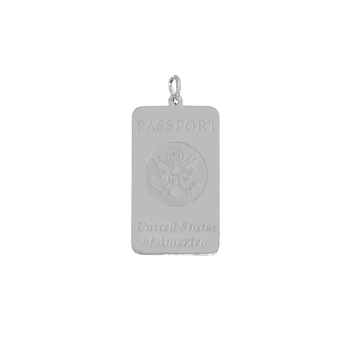 Silver Passport charm on transparent background