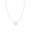 Silver Pearl Charm Holder Necklace on white background
