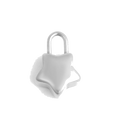 Silver Star Padlock charm on transparent background
