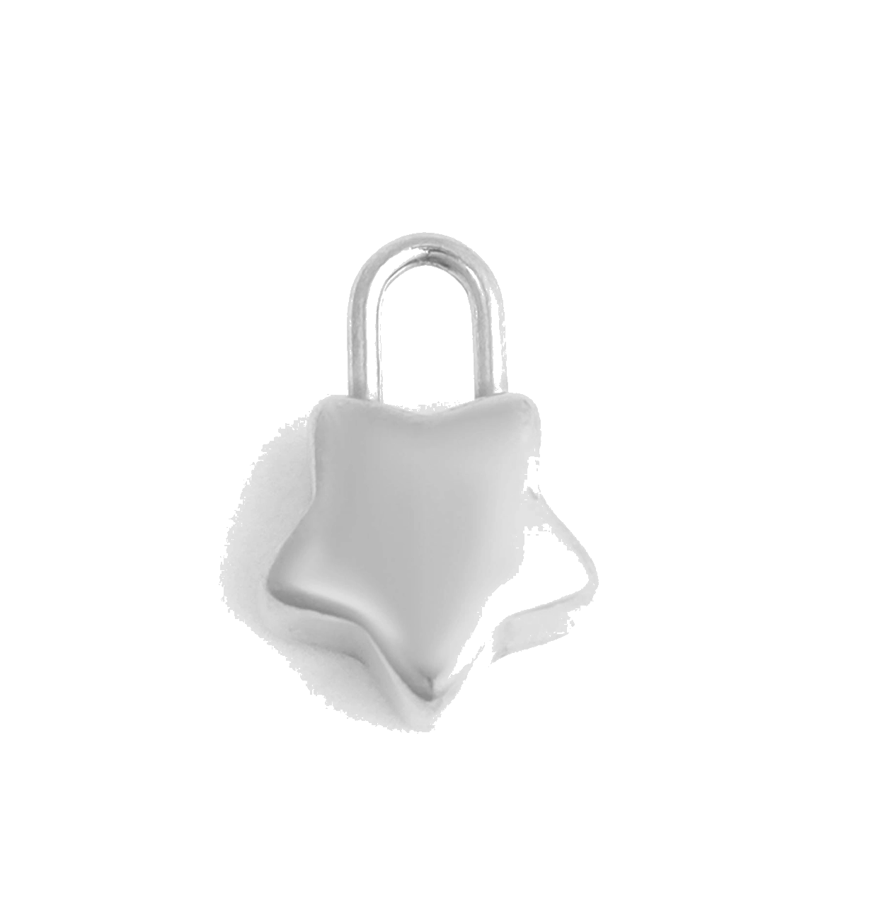 Silver Star Padlock charm on transparent background