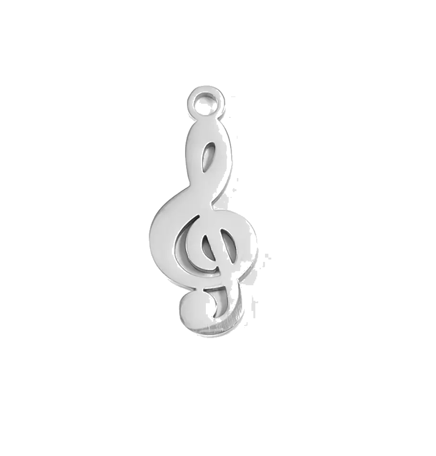 Silver Treble Clef charm on transparent background