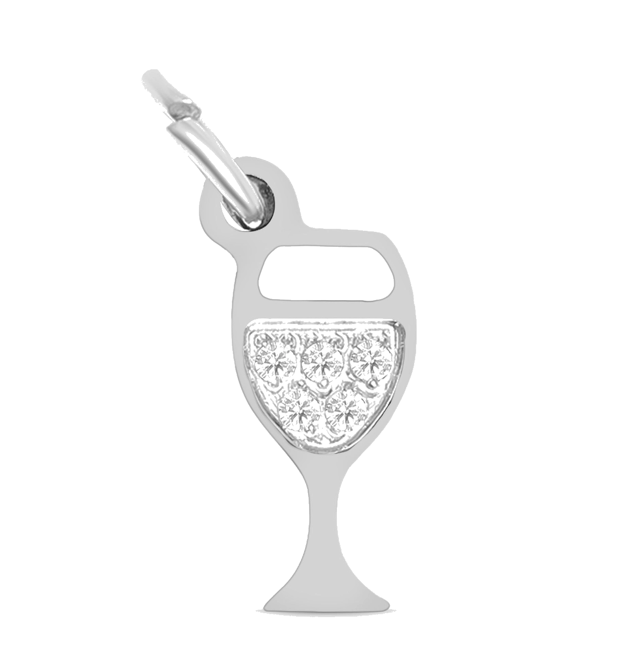 Silver Wine Glass charm on transparent background