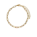Small Gold Paperclip Bracelet on white background