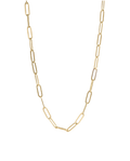 Small Gold Paperclip Necklace on white background